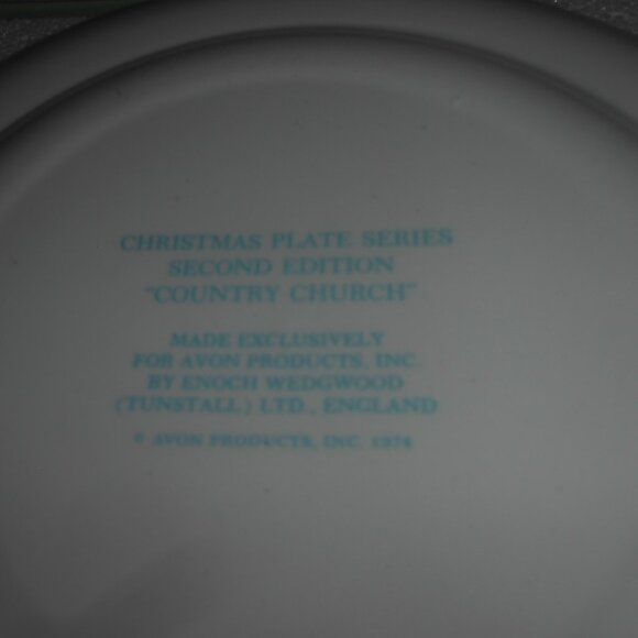 Vtg Christmas 1974 Avon Plate "Country Church" 2nd edition original box heirloom - Picture 8 of 9